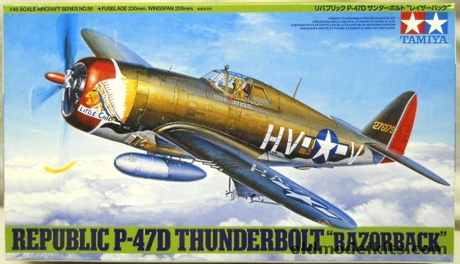 Tamiya 1/48 Republic P-47D Thunderbolt Razorback, 61086 plastic model kit